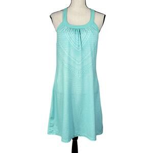 PrAna Large Cantine Halter Dress Wicking Shelf Bra Padded Stretch Geometric